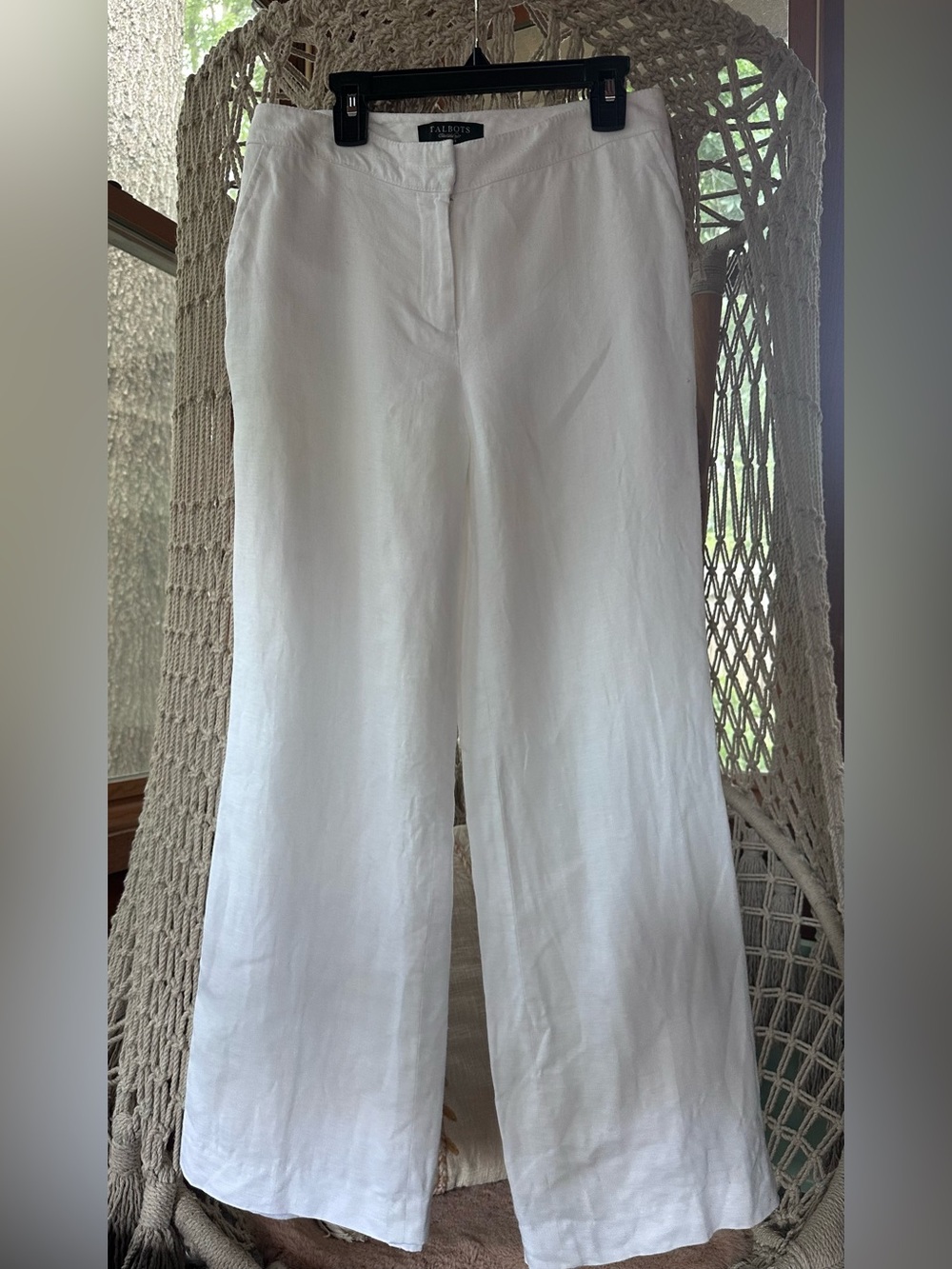 Talbots White Linen Blend Pants fully lined petite size 4